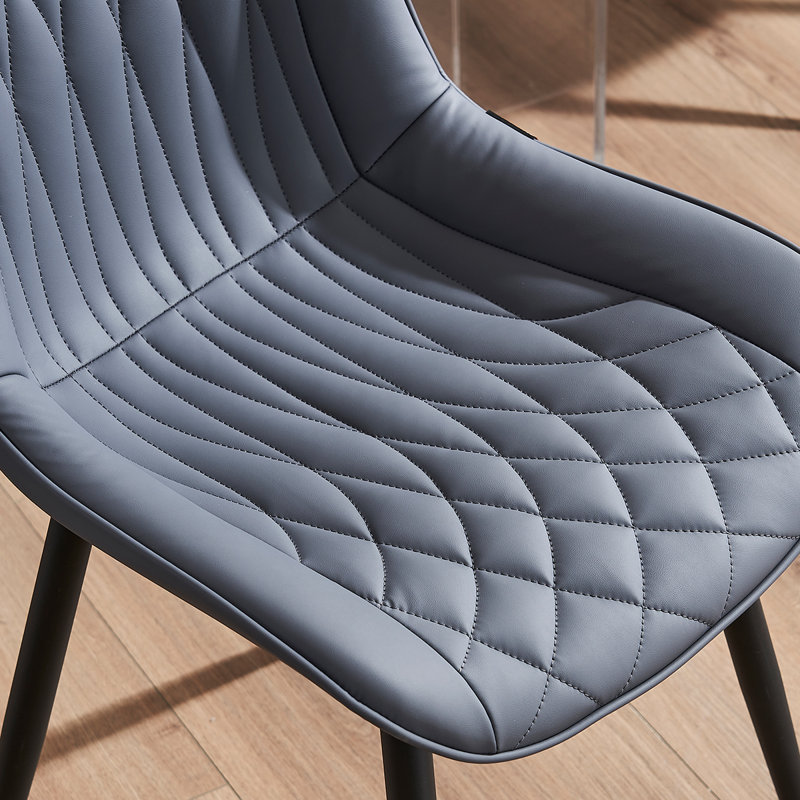 Modern Dining Chairs Faux Leather Upholstered Kitchen Chairs Side Chair With Metal Legs, Gray/Purple