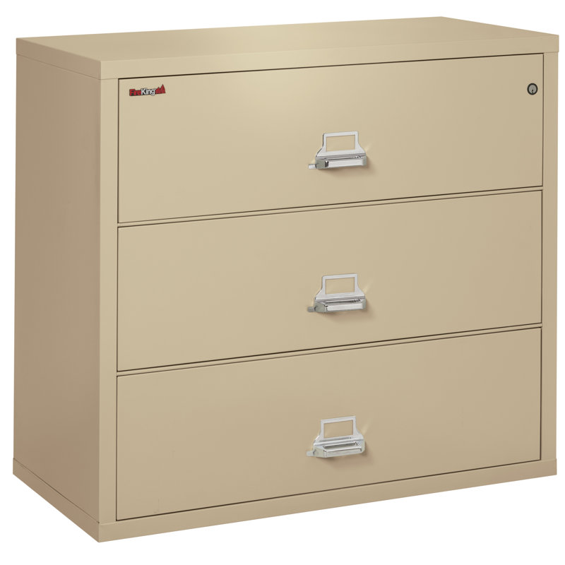 3 - Drawer File Cabinet, Parchment, Key Lock