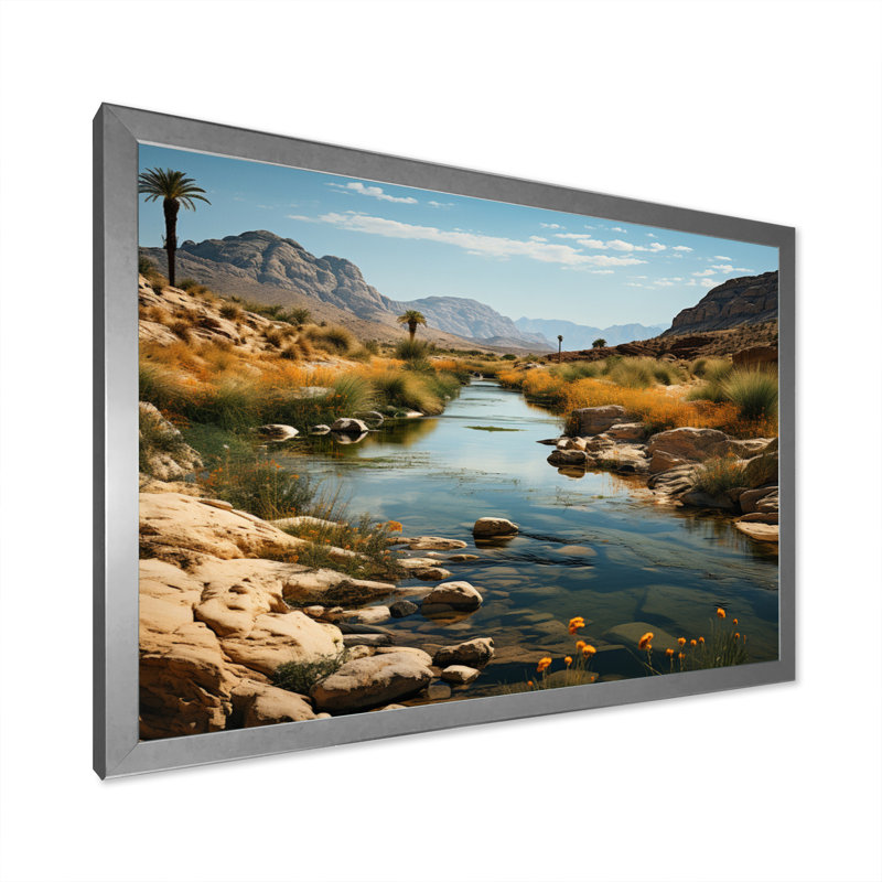 Désert oasis III sur toile, H 30 po x l 40 po x P 1,5 po, Cadre photo argenté