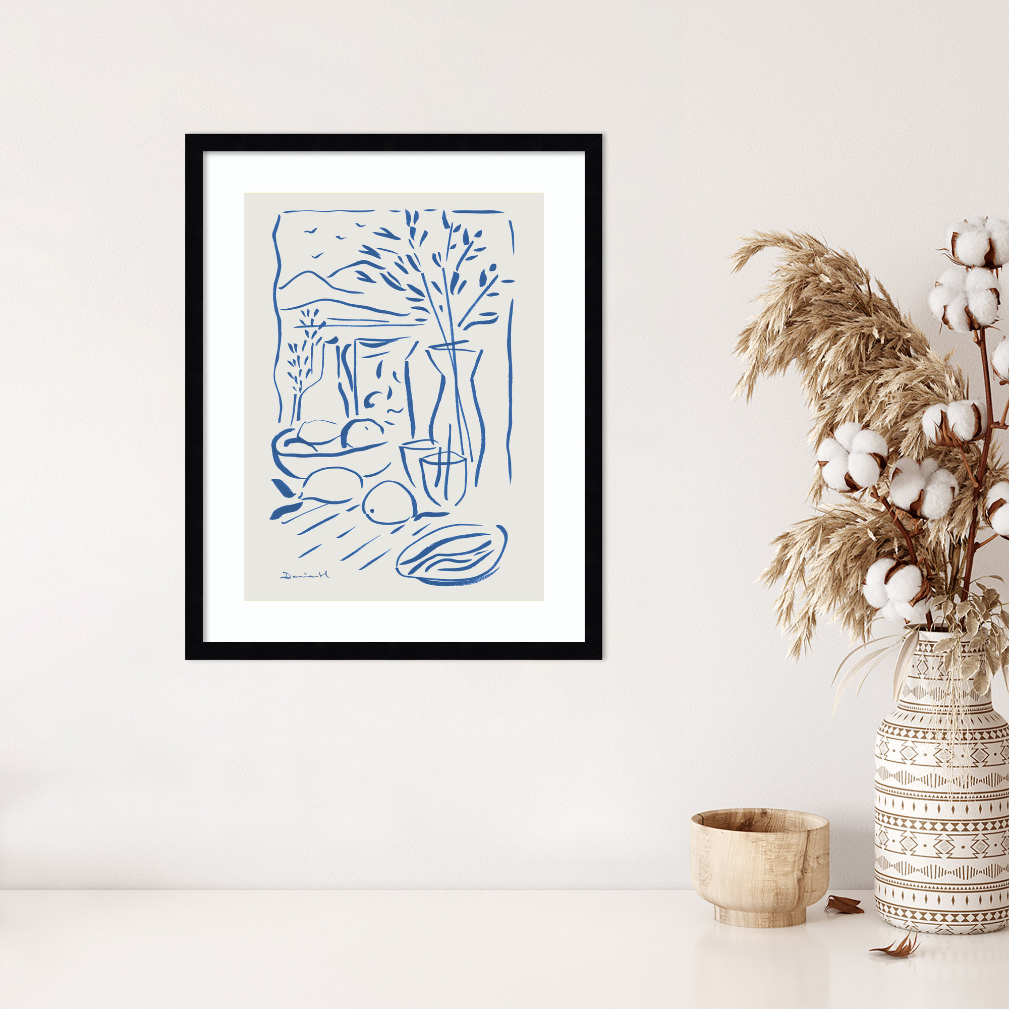 Mediterranean View by Dan Hobday Wood Framed Wall Art Print, 24" H x 19" W, Black Framed