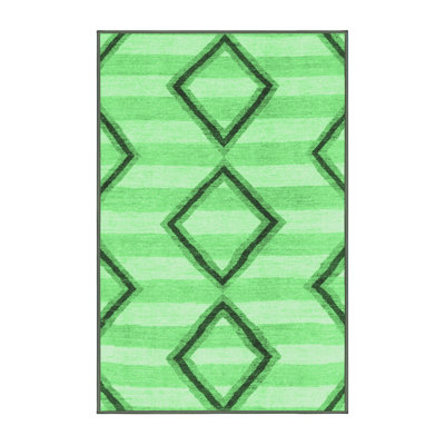 Tapis abstrait vert émeraude lavable à la machine 814