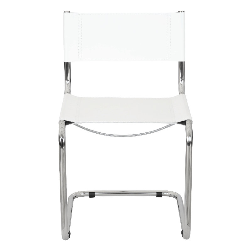 Mart Stam Cantilever Side Chair w/ Chrome-Plated Steel Frame (Various Bonded Leather Colors), White