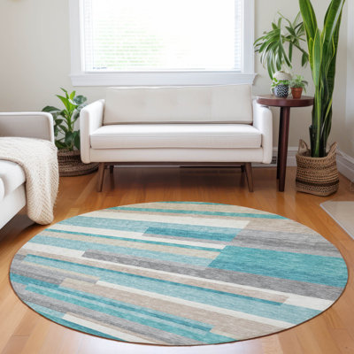 Tapis bleu sarcelle lavable à la machine Premium Prisco