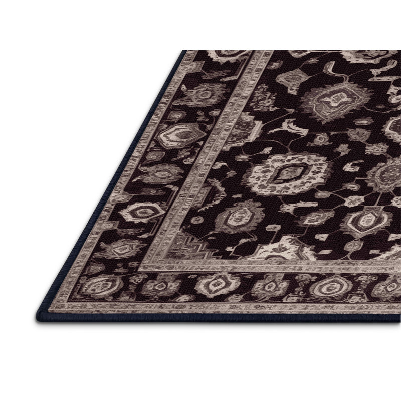 Machine Washable Tabriz Black Area Rug