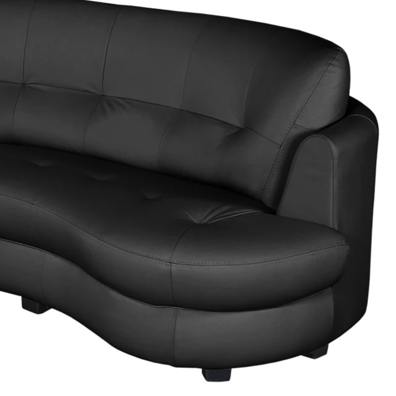 Maura Genuine Leather Curved Corner Sofa , Left Hand Facing, Black