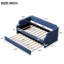 Lit de jour simple bleu tapissier avec couchette - Tissu en lin, lattes en bois stables pour lit soutenu-804269575