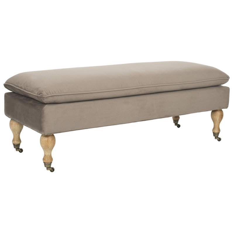 Banc rembourré Hampton, Velours taupe champignon