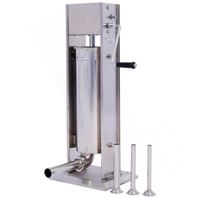 Stainless Steel Commercial Sausage Stuffer,Dual Speed Vertical Sausage Maker 15LB/7L, Meat Filler With 4 Stuffing Tubes