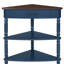 Petite table de coin triangulaire 33,8 po à 3 niveaux avec pieds en bois massif, plateau bleu marine, convient aux chambres et aux salons, surface imperméable, vis non visibles, chambres idéales, rapide
