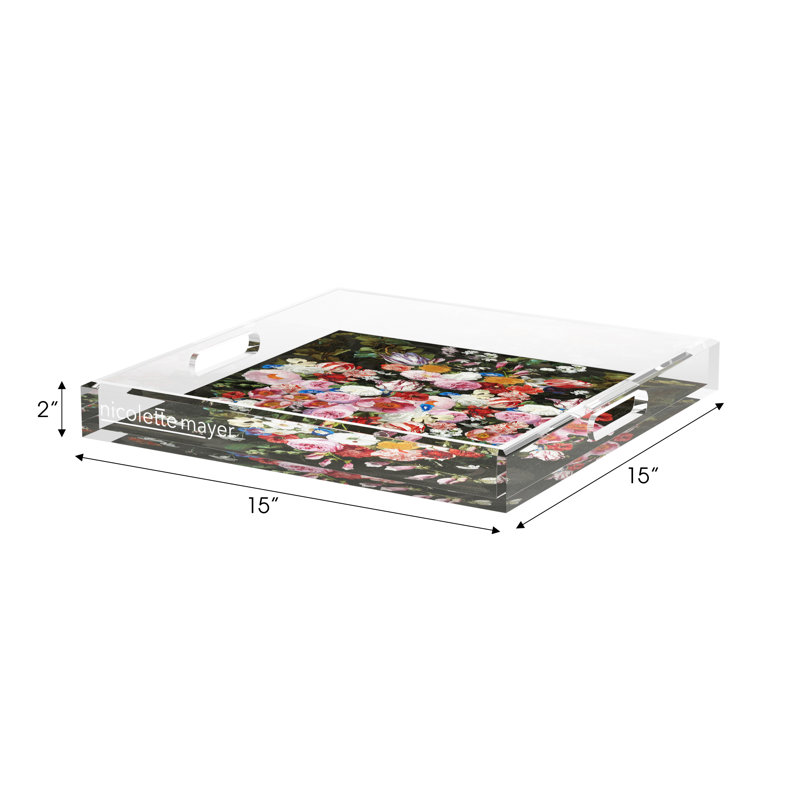 Plateau décoratif feston en acrylique Festoon Flowers, 15"W x 15"D x 2"H