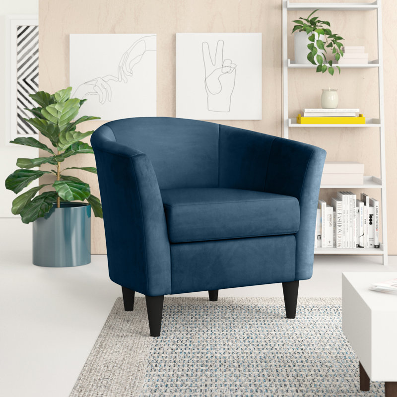 Fauteuil demi-tonneau l 31,5 po Kronos, Velours performance parisien Chantel, Noir