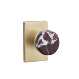Emtek Select Passage Knobset w/ Rectangular Rosette & Conical Stem, Rosso Levanto Marble Knob (CF)