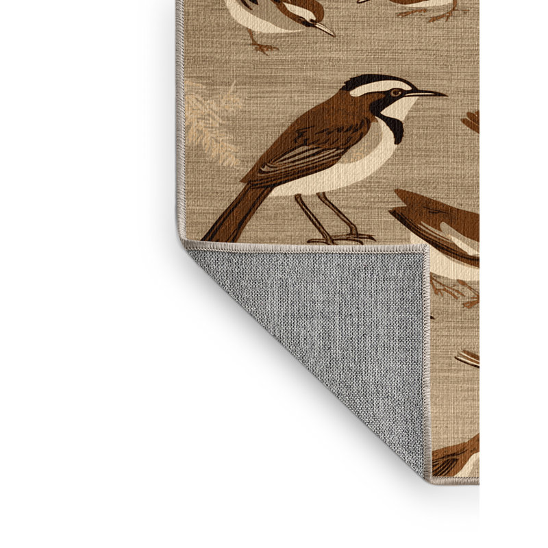 Washable Eurasian Wren Birds Area Rug, Rectangle 3' x 5'