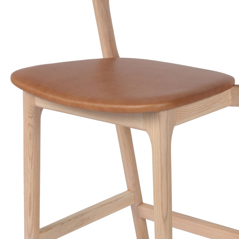 Amare Counter & Bar Stool, Butterscotch Genuine Leather/Natural, Bar Stool (30" Seat Height)