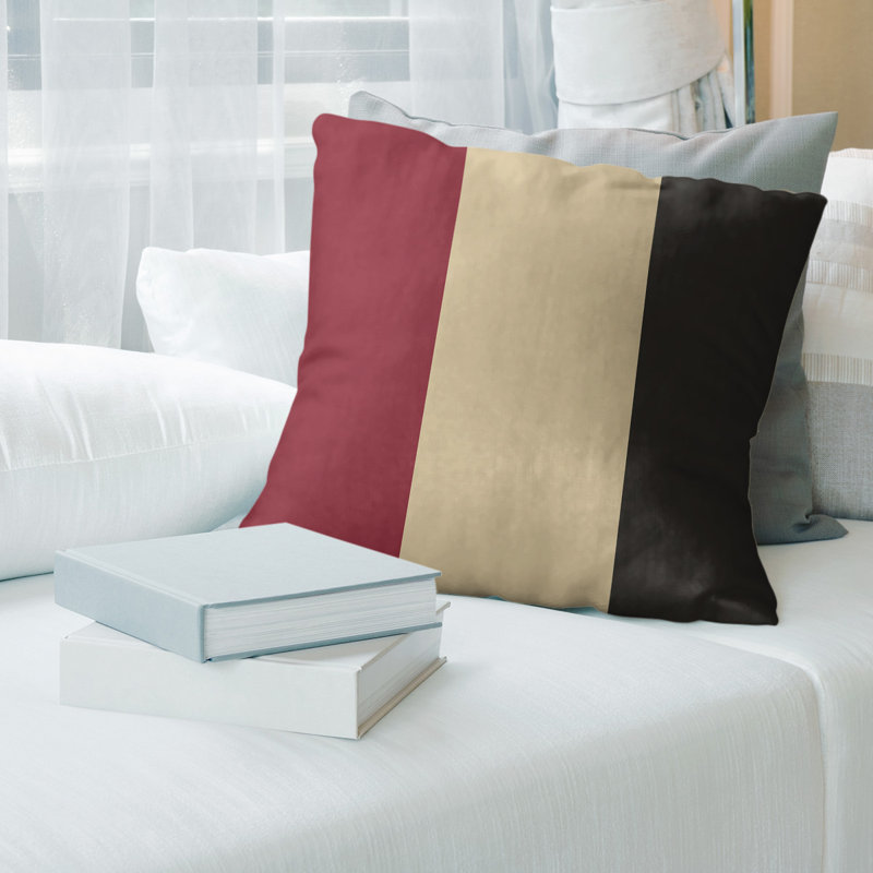 Housse de coussin Arizona Hockey, 26 po x 26 po, Rouge / Noir / Beige