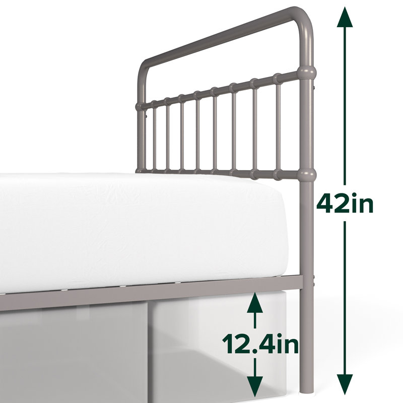 Florence Gray Full Metal Platform Bed with Spindle Headboard