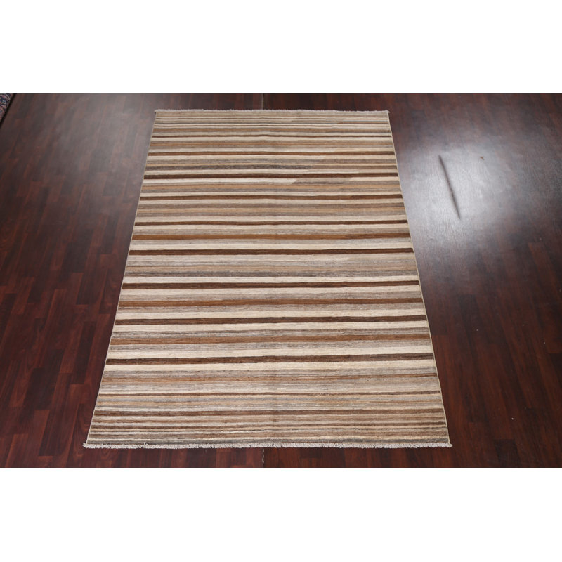 Tapis oriental rayé moderne Gabbeh 7 x 10