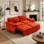 Canapé-lit convertible 73 po en velours orange avec matelas coulissant