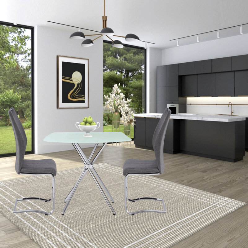 Table carrée 36 "en verre trempé givré