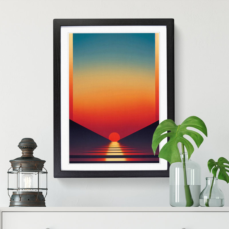 Sunset Minimalism Vol.2 - Picture Frame Print, 64cm H x 25cm W x 2cm D, Black