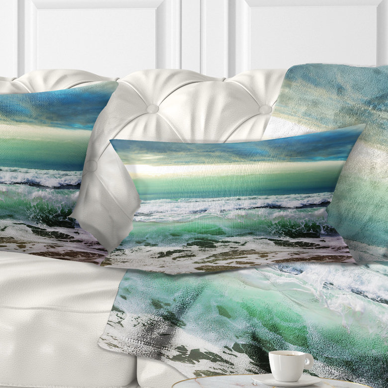 Coussin Green Green Waves et Blue Sky - Sea & Shore, 12 po x 20 po, Rectangle