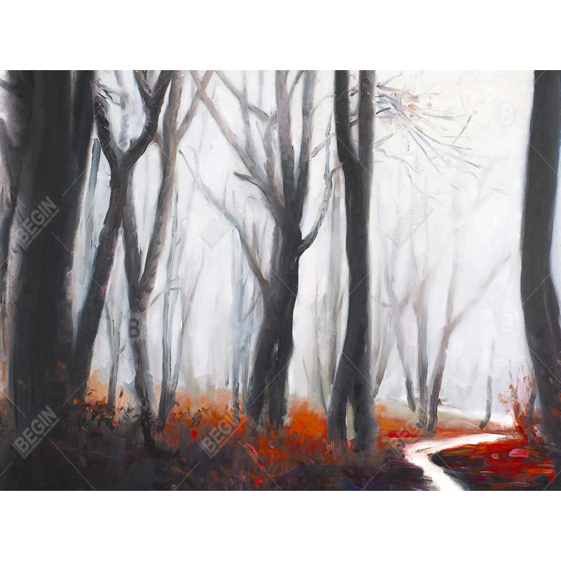«Mysterious Forest with Stream» - Art contemporain sur toile