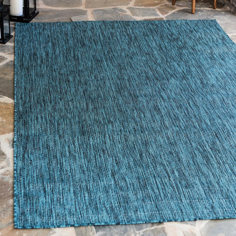 Sevim Teal Indoor / Outdoor Area Rug, Rectangle 10' x 14'1"