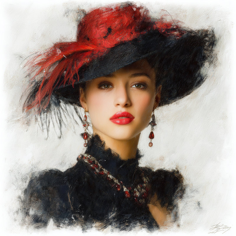 «Crimson Fascinator», art mural sur toile tendue