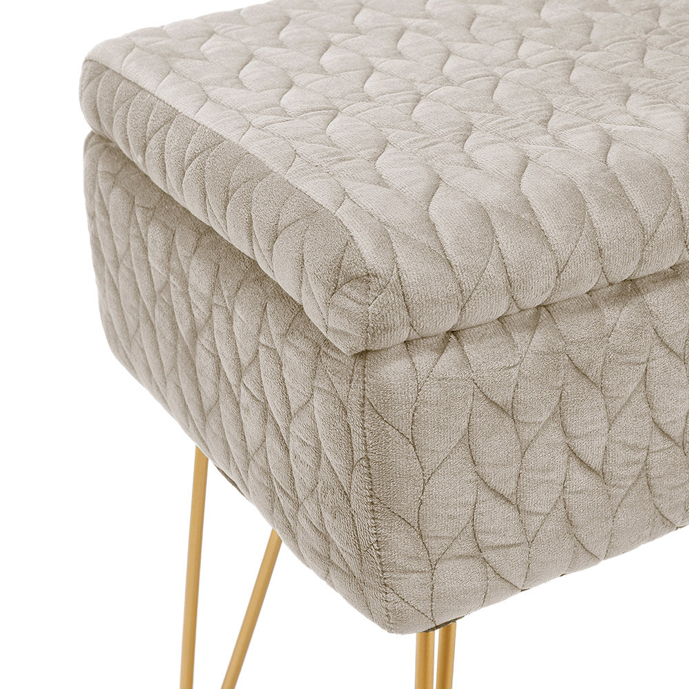 Anabella 48cm Rectangle Upholstered Storage Ottoman Vanity Stool
