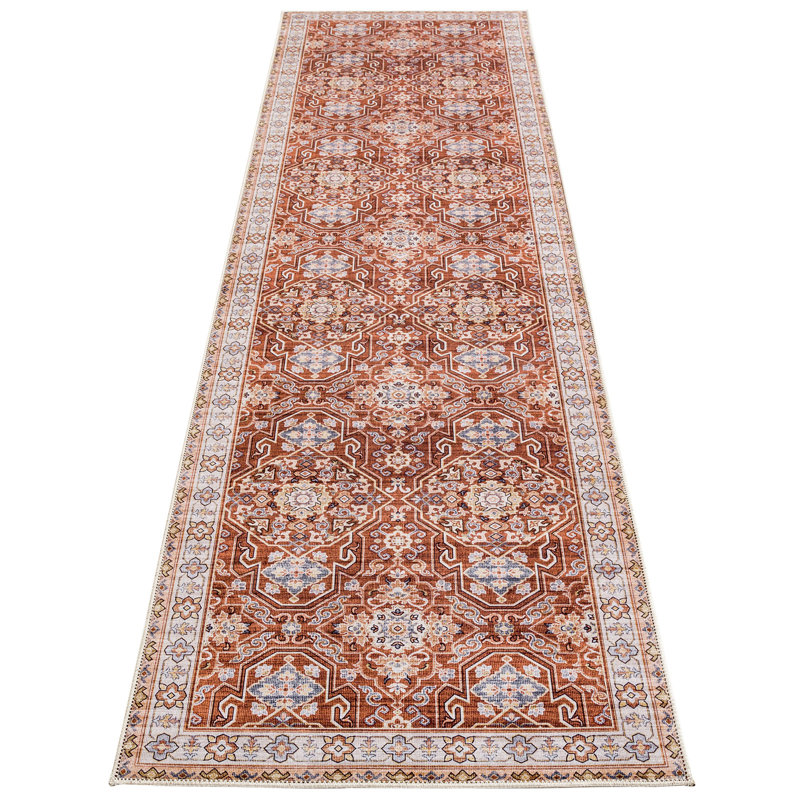 Red BAOLA Vintage Distressed Tribal Pattern Design Area Rugs for Living Room Bedroom  Dining Area, Runner 2'6" x 9'