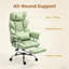 Fauteuil de direction ergonomique en cuir à haut dossier avec repose-pieds et coussin lombaire ergonomique (massage / vert)-355409344