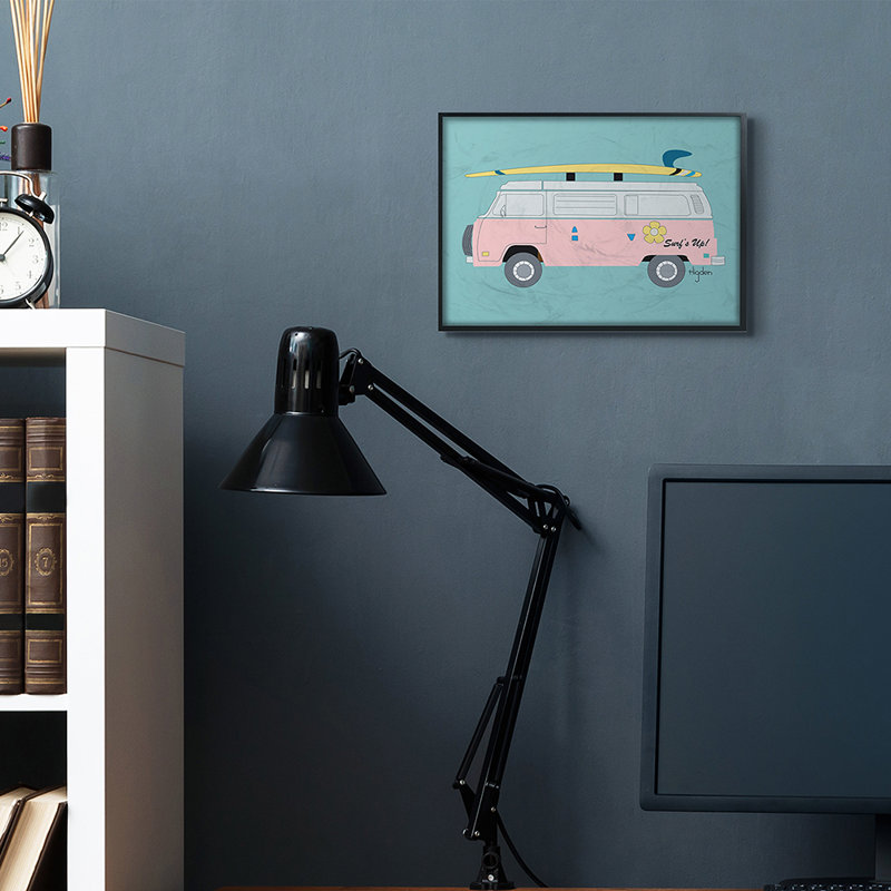 Illustration de surf d’été en « AC-609 Pink Beach Cruiser » par Mark Higden-impression, H 11 po x l 14 po x 1,5 po