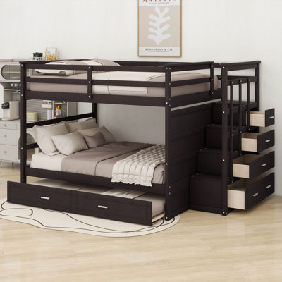 Bunk Bed with Storage Stairs and Trundle