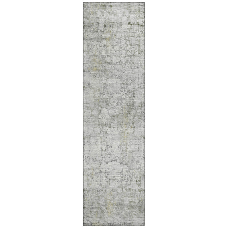 Machine Washable Indoor/Outdoor Xhevrie Gray Rug, Runner 2'3" x 7'6"