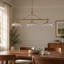 Lustre de salle à manger en fer bronze à 3 lumières de 32 pouces avec chaîne de suspension réglable (ampoules comprises)-692720472