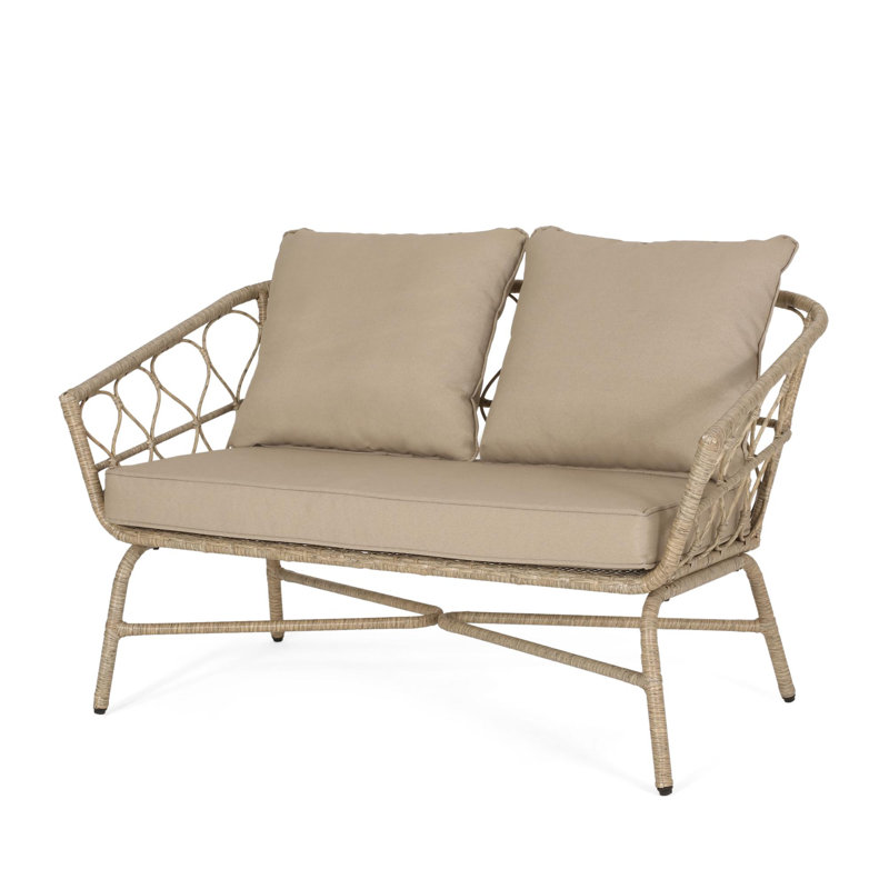 Outdoor Metal Frame Rattan Woven LoveSeat