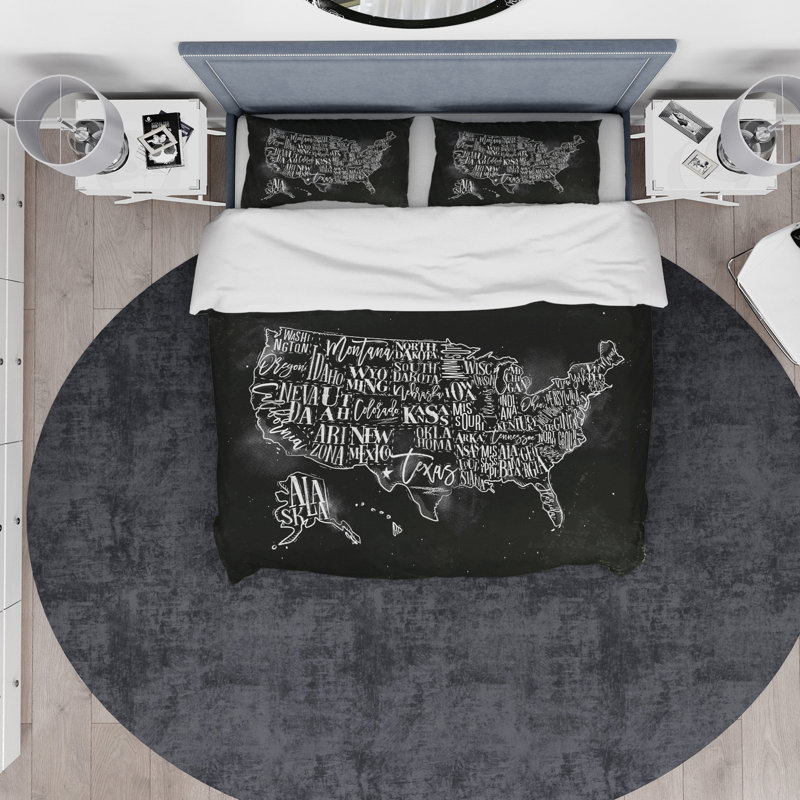 Ensemble de housse de couette de table rétro en craie designart united states, Housse simple + 1 taie décorative