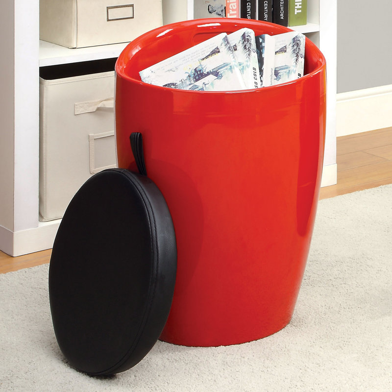 Tabouret de rangement avec siège rembourré Kitalpha, Rouge