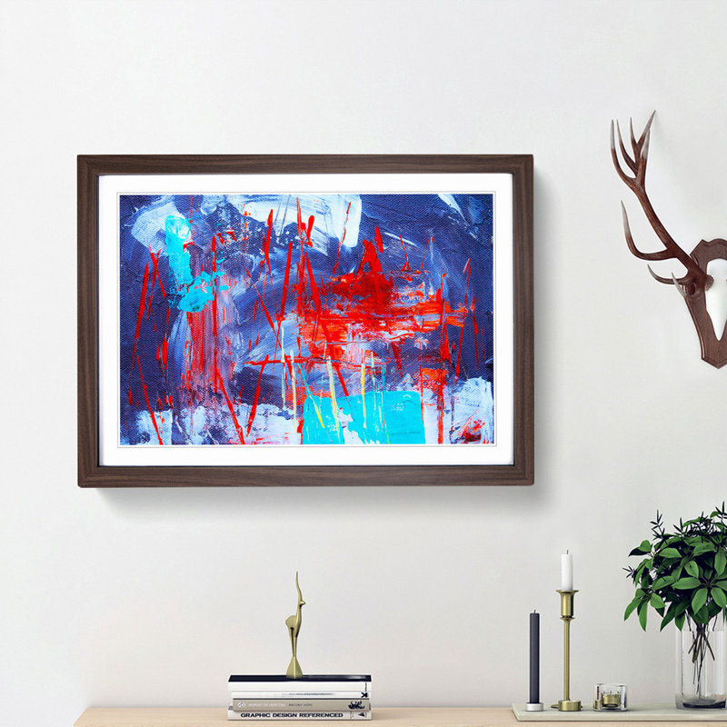 Abstract Art Painting Vol.9 by S.Johnson - Picture Frame Painting Print, Walnut Framed, 27cm H x 36cm W x 2cm D