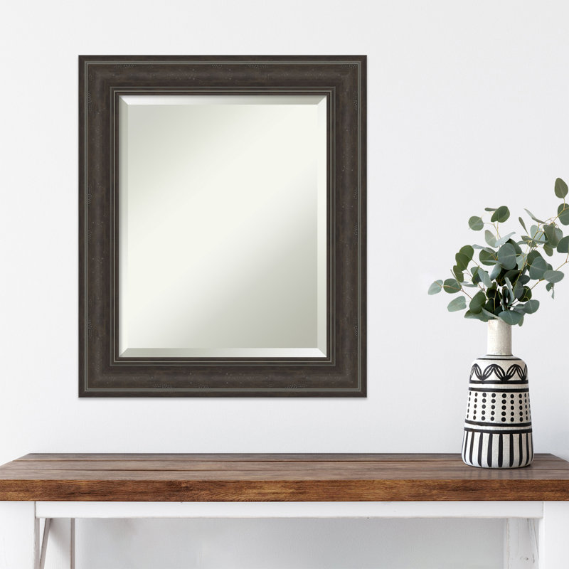 Flat Wall Mirror, 25.5" x 21.5", Dark Brown