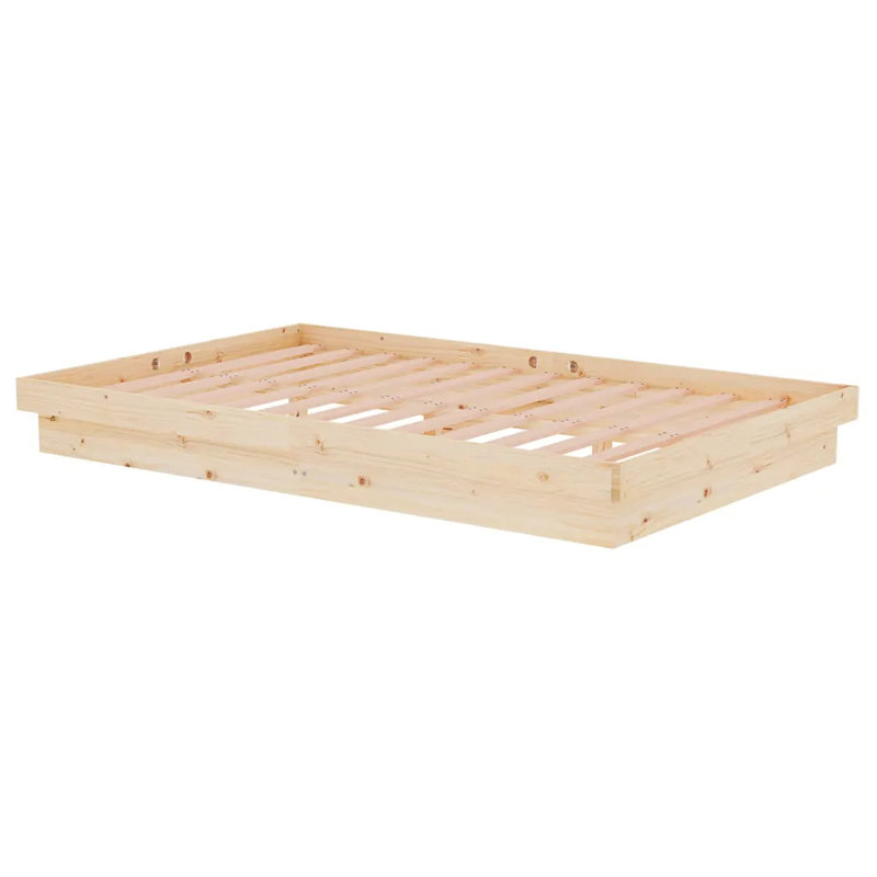Bed Frame Solid Wood, Brown, Small Double (4')