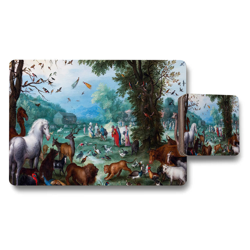 Vintage Painting Of Animals Placemat And Coaster Set
