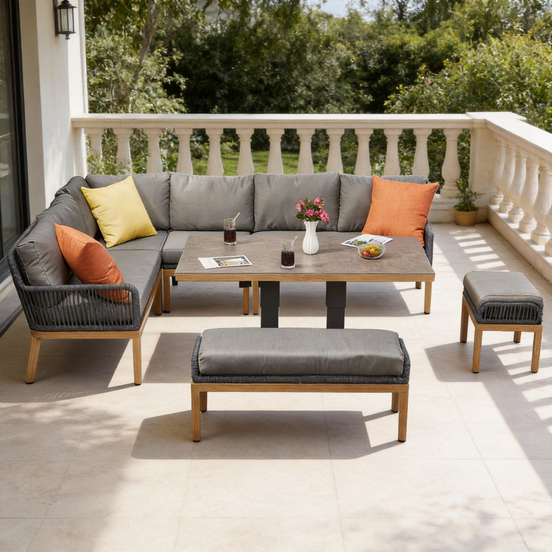 Patio Dining Set Table,, Lift Up Table