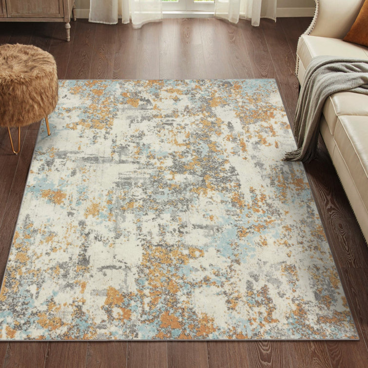 Tapis abstrait bleu / beige Kingsbury