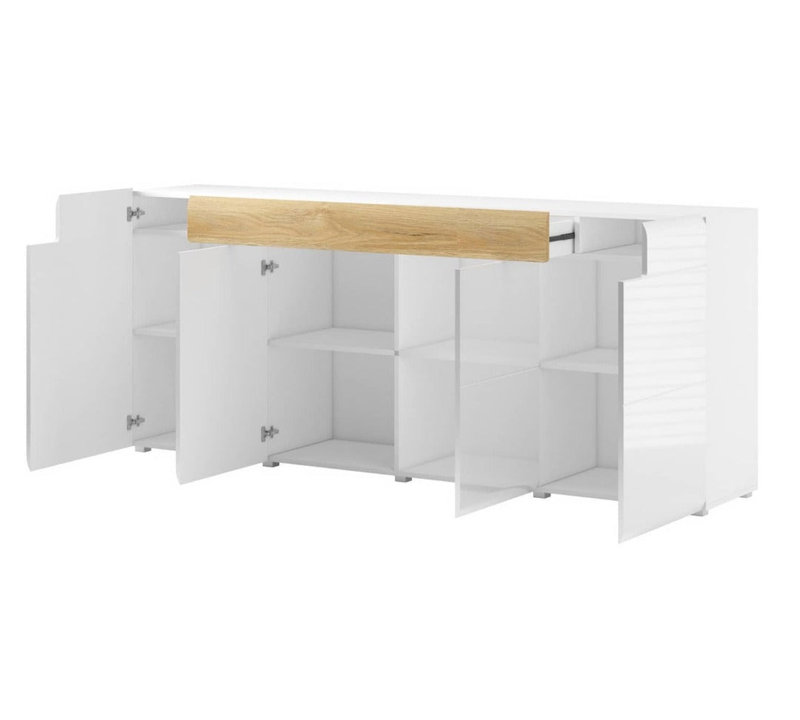 Toledo 208cm Sideboard, White/Oak