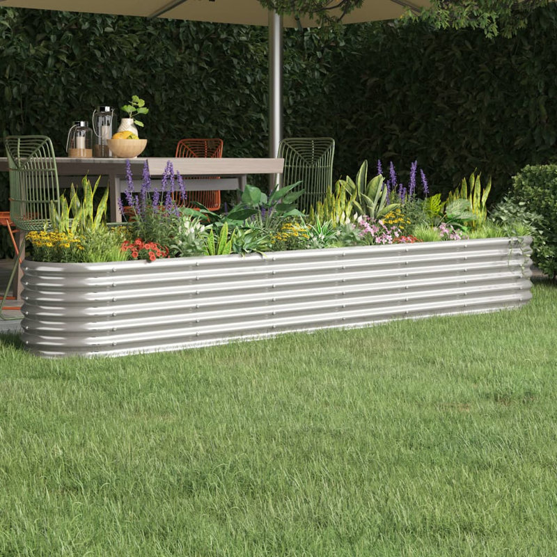 Garden Raised Bed Powder-coated Steel, 36cm H x 260cm W x 40cm D, Silver