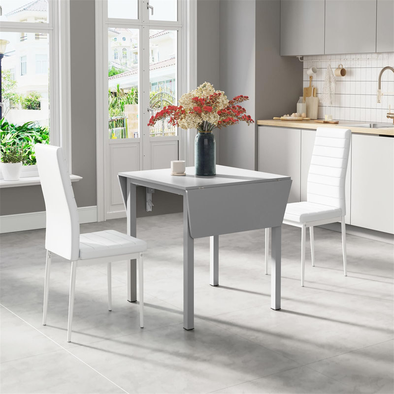 Cassondra 2 - Person Dining Set, Grey, Grey, White