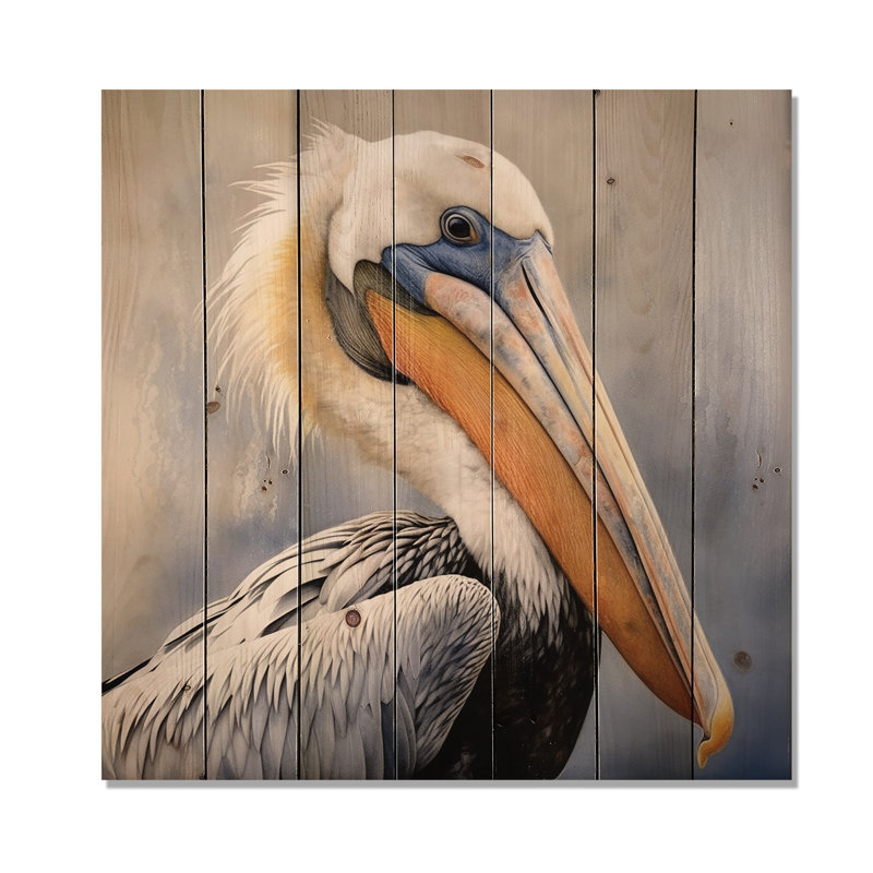«Richawara Majestic Pelican Seabird III», reproduction sur bois, H 25 po x l 25 po x P 0,78 po