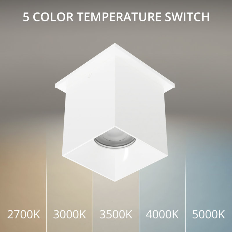 Plafonnier encastré 5 lumières Zoron Square, Blanc, H 4,5 po x l 3,63 po x P 3,63 po