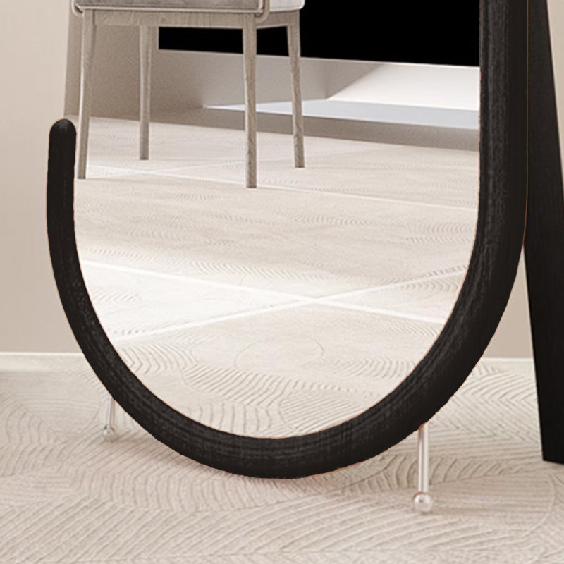 Modern Minimalist Arched Frame-Mounted Full-Length Mirror, Black, 78.74" x 31.5"